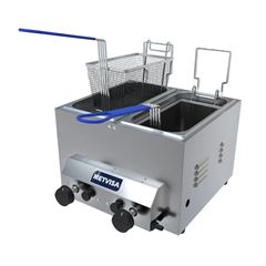 FRITADEIRA INDUSTRIAL A GÁS METVISA 2 CUBA 3 LITROS 2 QUEIMADOR EM INOX FG3D
