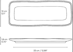 TRAVESSA RETANGULAR MÉDIA TITANIUM 33X13 CM