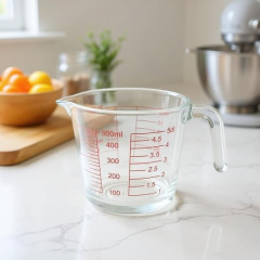 JARRA MEDIDORA DE VIDRO 500ML LYOR ALÇA COM MARCAÇÃO PARA RECEITAS COPO