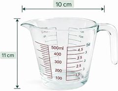 JARRA MEDIDORA DE VIDRO 500ML LYOR ALÇA COM MARCAÇÃO PARA RECEITAS COPO
