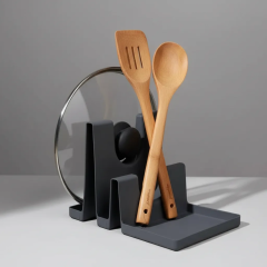 DESCANSO PARA TAMPAS E UTENSÍLIOS DE BAMBU E PP PRETO 22CM X 14CM X 14,5CM