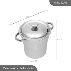 LYOR - CUSCUZEIRA DE AÇO INOX 16CM X 16CM X 20CM