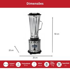 LIQUIDIFICADOR ALTA ROTAÇÃO 2 LITROS LAR2- METVISA
